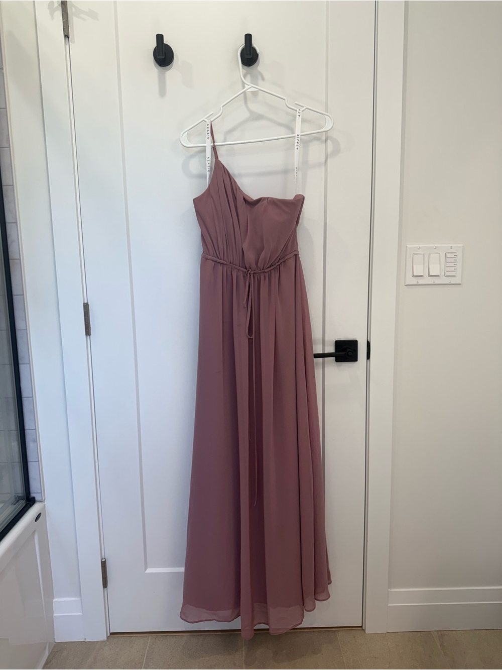 Azazie Dusty Rose One-Shoulder Chiffon Gown